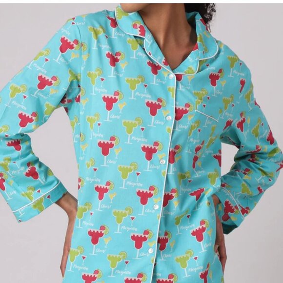 Mahogany Margarita pajama set lightweight cotton Women's size Medium comfy India - Picture 2 of 16